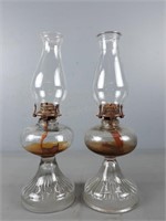 2 Pc. Glass Oil Lamps