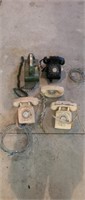 5 vintage rotary dial telephones