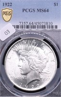 1922 PCGS MS64 PEACE DOLLAR