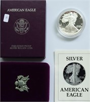 1987 PROOF SILVER EAGLE W BOX PAPERS