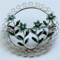 STERLING SILVER FLOWER BROACH