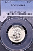 1942 D PCGS MS65 WASHINGTON QUARTER