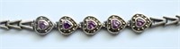 STERLING SILVER AMETHYST BRACELET  7.25"