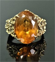 14K GOLD TOPAZ RING SIZE 5  8.68 GRAMS