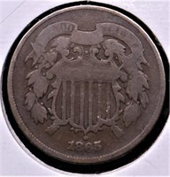 1865 2 CENT PIECE  VG