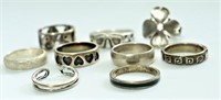 8 STERLING SILVER RINGS