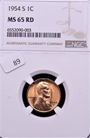 1954 S NGC MS65 RED LINCOLN CENT