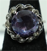 STERLING SILVER MYSTIC STONE RING  SIZE  7.5