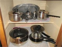 Lot of stainless pots & pans (various)