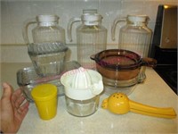 Refrig. jars -glass pitchers -baking dishes -etc