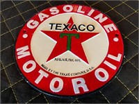 8” Round Heavy Cast Texaco Sign