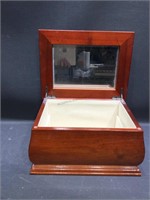 Wood jewelry box with mirror and heart insert.