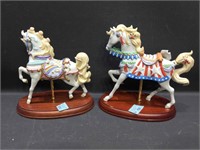 Pair of Lenox Carousel Horse Figurines. Repaired.