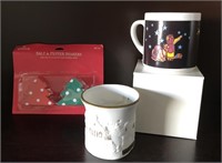 Christmas Salt and pepper, mug and candle holder