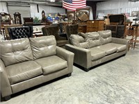Leather couch and loveseat