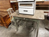 Old One Drawer Farm Table w/ 2 Chairs