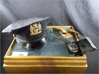 Display Box w/ Vtg Policeman Hat&Badge (NY)