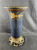 Ornate Vase w/ Brass Base