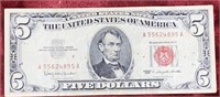 1963 $5 Red Seal Bill US Currency