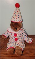 Aldon Heart teddy bear in clown outfit. 22"