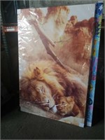 47 x 71 Lion asleep with cub