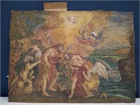 Vintage Hand Colored Baptism of Jesus Signed