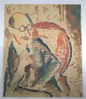 1926 Portrait of Man Signed Acrylic on Paper