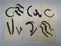 Asian Ink Brush Hand Drawn Calligraphy Sheets