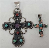 Sterling Silver Crosses with Semi Precious Stones