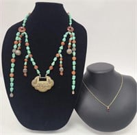 2 Necklaces with Semi Precious Stones