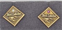 2 Red Lobster Service Pins with Diamond & Ruby