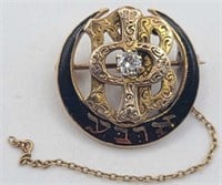 14k Gold Shriner Pin with Diamond