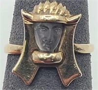 14k Gold & Shaped Quartz Pharaoh Head Ring