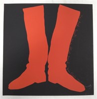 1965 Jim Dine Two Red Boots on a Black Ground