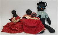 4 Antique Black Americana Cloth Dolls