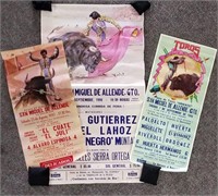 3 Vintage Bull Fighting Posters