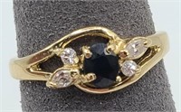 10k Gold Sapphire & CZ Ring