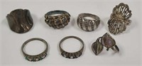 7 Sterling Silver Ladies Rings Some With Stones