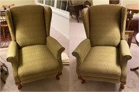 (2) Green Upholstered Reclining Chairs