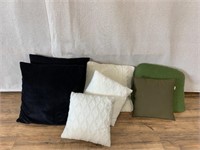 Assorted Decorative Pillows: Black, White, Green