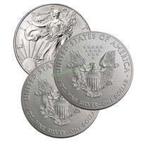 (3) US Silver Eagles - Random Dates