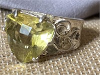 Sterling Silver & Citrine Gemstone Ring Size 8.5