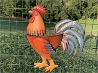 Painted Metal Rooster Planter Wall/Fence Hooks
