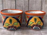 2 Mexico Avera Pottery Painted Pots & Decor
