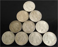Ten 1922 Silver Peace Dollars