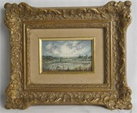 An Miniature Oil on Canvas Landscape in gilt frame