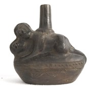 Erotic Chimu Culture Peru blackware vessel