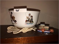 Norman Rockwell Decorator Bowl & Limoges Boat