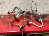 Vintage swan-neck lights and glass shades