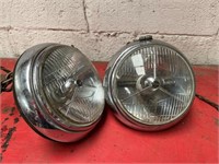 Pair of Lucas chrome plated car lamps.